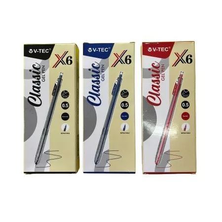

V-TEC Ballpoint Gel Classic X6 0.5mm – Pulpen Gel Isi 12 Pcs (Hitam/Biru/Merah) Harga Grosir Bisa Cod