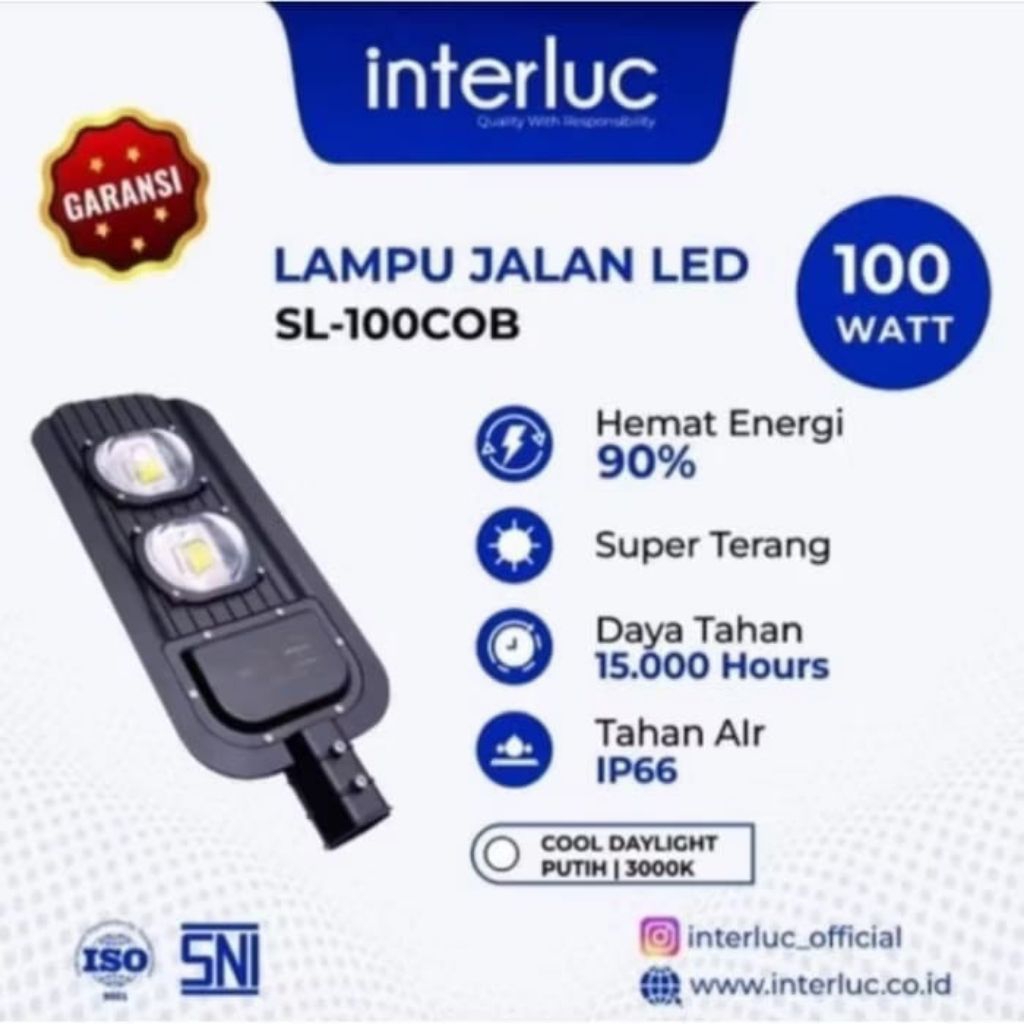 Interluc lampu pju led cob 100 watt lampu jalan led pju