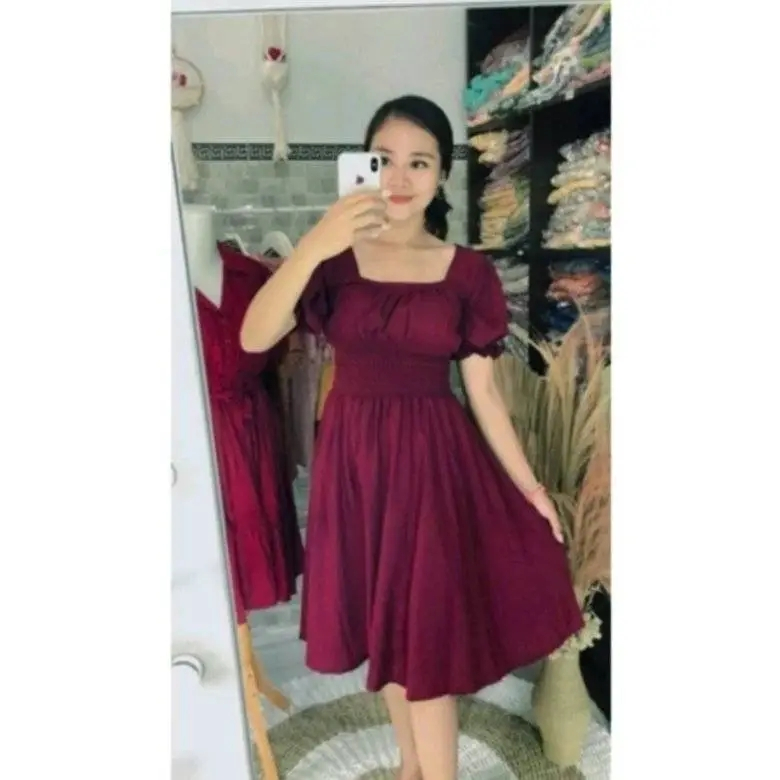 Homedress Naura Daster Polos Pinggang Kerut Viral Kekinian / Daster Wanita Jumbo Terbaru