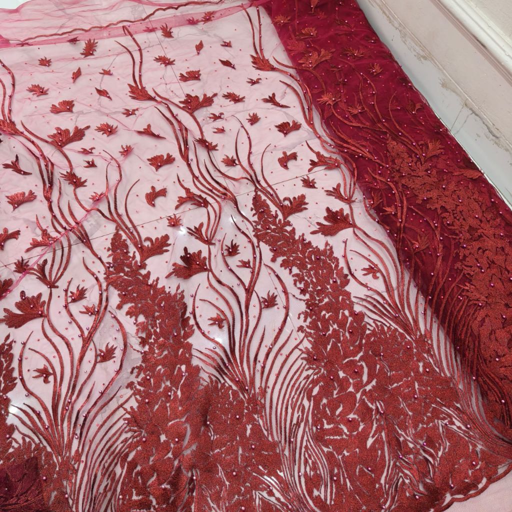 Harga/0,5 m | Kain Tile Bordir 3D Premium | Kain Tile Bordir 3D Meteran | Bahan Tile Bordir 3D Premi