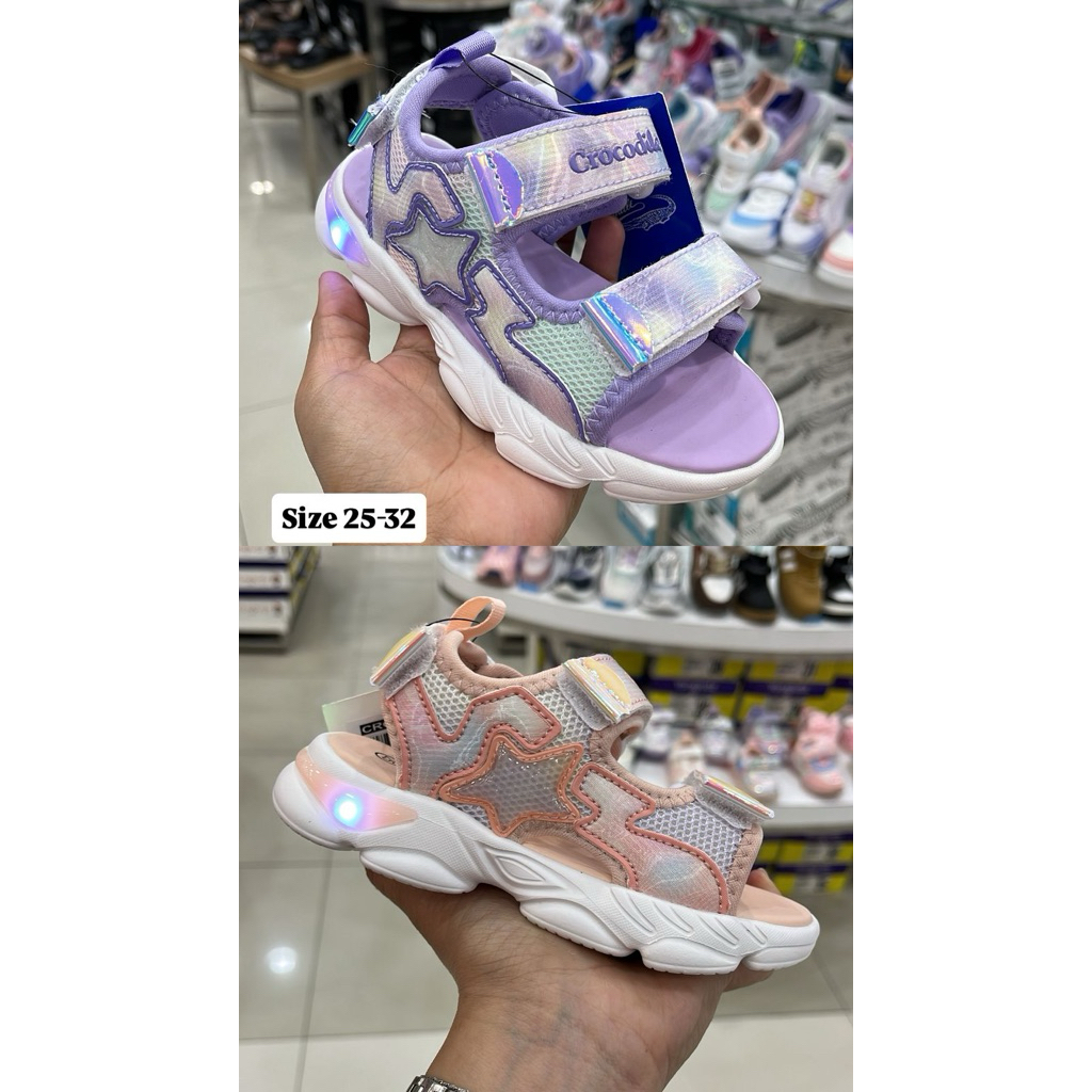 sepatu sandal LED anak cewek model terbaru brand crocodile