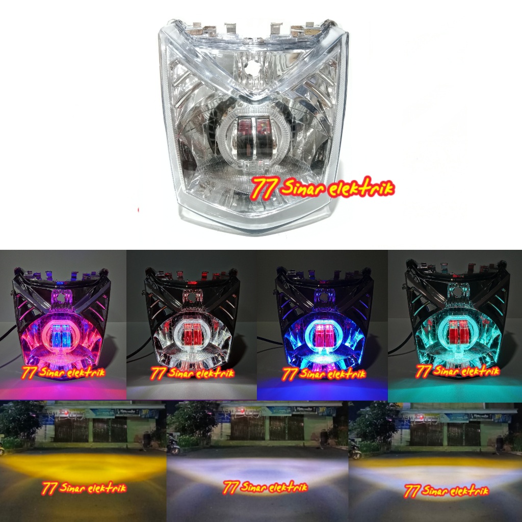 Lampu Depan Beat Fi Projie Biiled 2 Mata 2.5 INCH Plus Reflektor Full Set 2012 - 2016