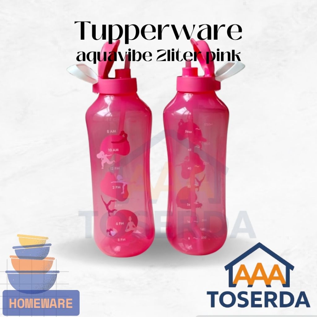 AAA Toserda | Tupperware Botol Minum 2 Liter Aquavibe Pink – BPA Free, Tutup Rapat, Original