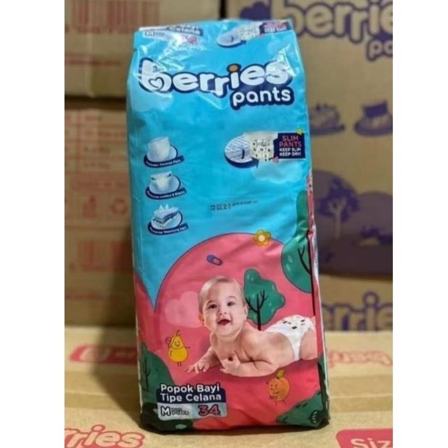 popok berries M 34/ L 30 cocok bayi popok celana