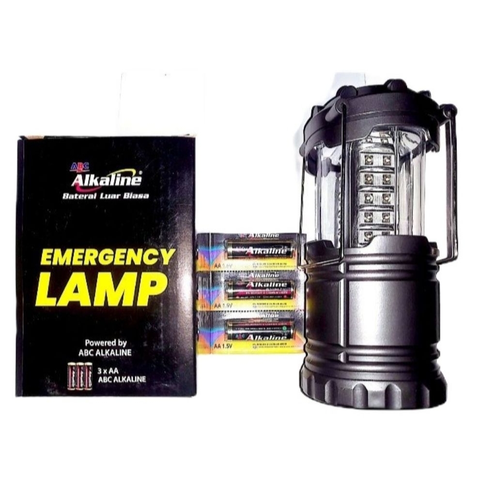 LAMPU CAMPING LED / EMERGENCY LAMP [1 pcs] + Baterai Abc Alkaline AA [3 pcs] Cahaya Terang dan Hemat