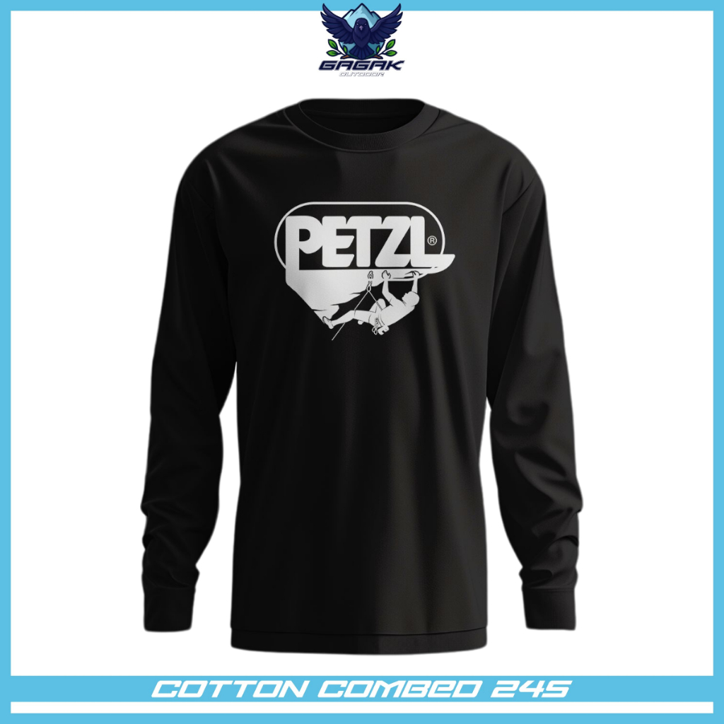 gagak outdoor Kaos Baju PETZL climbing logo Unisex pria dan wanita pendaki gunung lengan panjang
