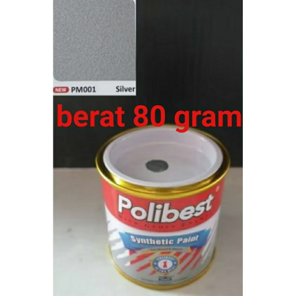 

Cat minyak warna silver polibest, berat 80 gram