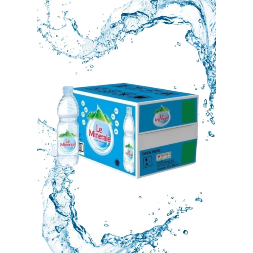 

Le Minerale Air Botol 600 ml ( 1 dos isi 24 botol )