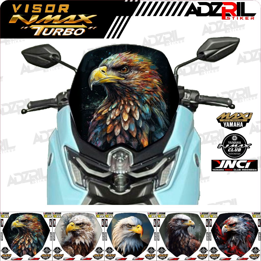 Stiker visor Winshield yamaha  Nmax TURBO 2024-2025  GAMBAR BURUNG ELANG KEREN  (T-001) / stiker  Wi