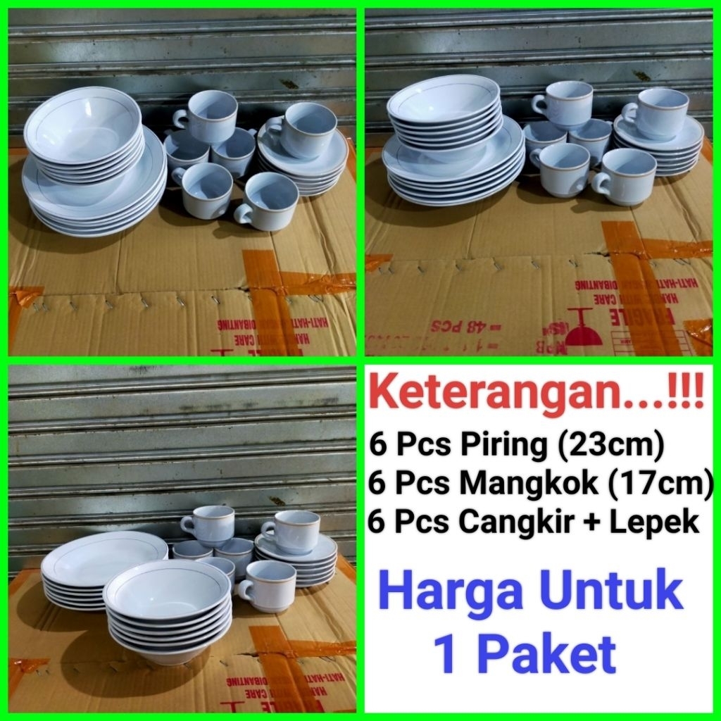 piring makan keramik piring prasmanan mangkok soto keramik cangkir kopi keramik Harga 1 Set (6 Pirin