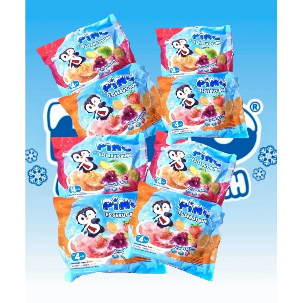 

PAKET 8 BAG PINO ES SERUT RASA BUAH/ PINO ES SERUT RASA BUAH 8 BAG / PINO ES SERUT 8 BAG (ISI 32 CUP)