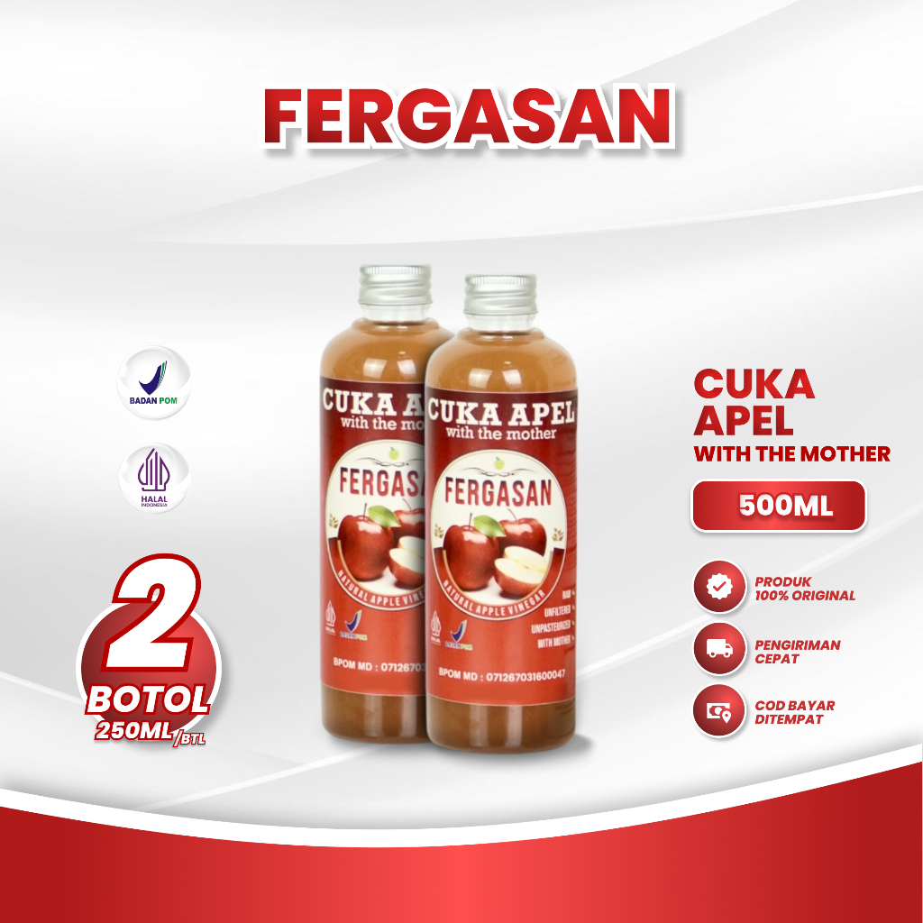 

Fergasan Cuka Apel 250 Ml Paket 2 Botol - With Mother