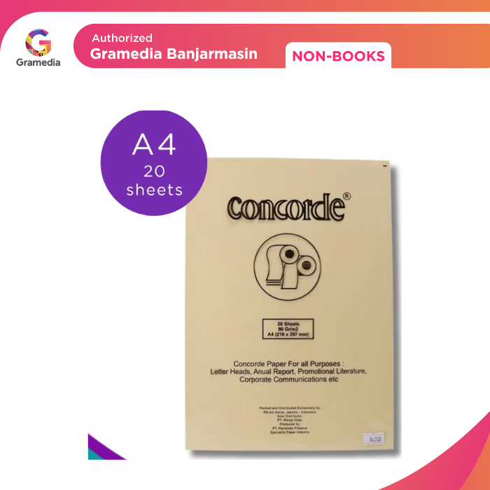 

Gramedia Banjarmasin - Paper Concorde PK-CC A4 90GSM Cream