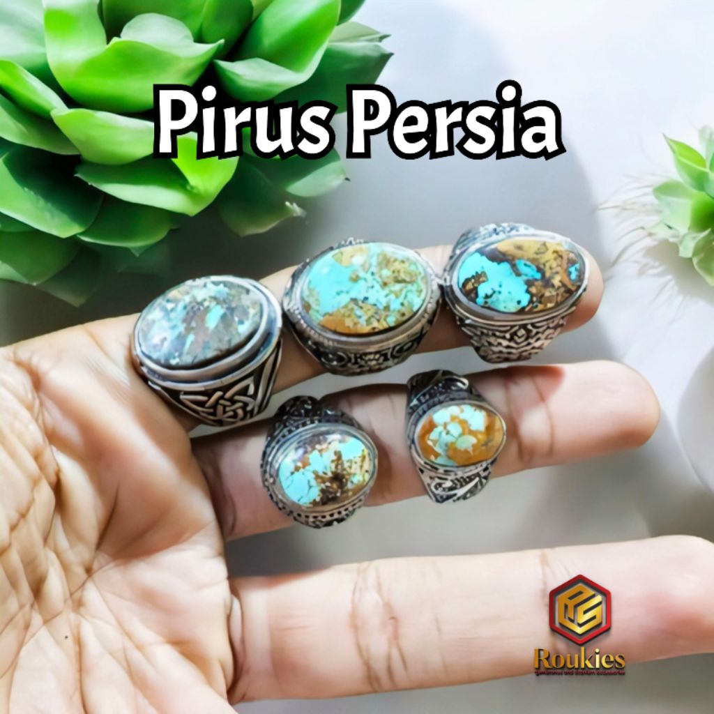 Cincin Batu Natural Pirus Persia Ukuran Kantoran dijamin Batu Pirus Asli 100%