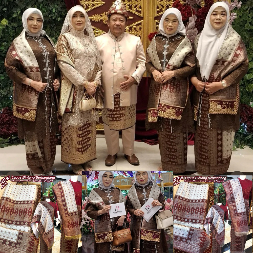 Songket Atbm Limar 3 Negeri Exclusive Putih Abu Tumpal Maroon Tembaga Songket Tenun Mesin Palembang 