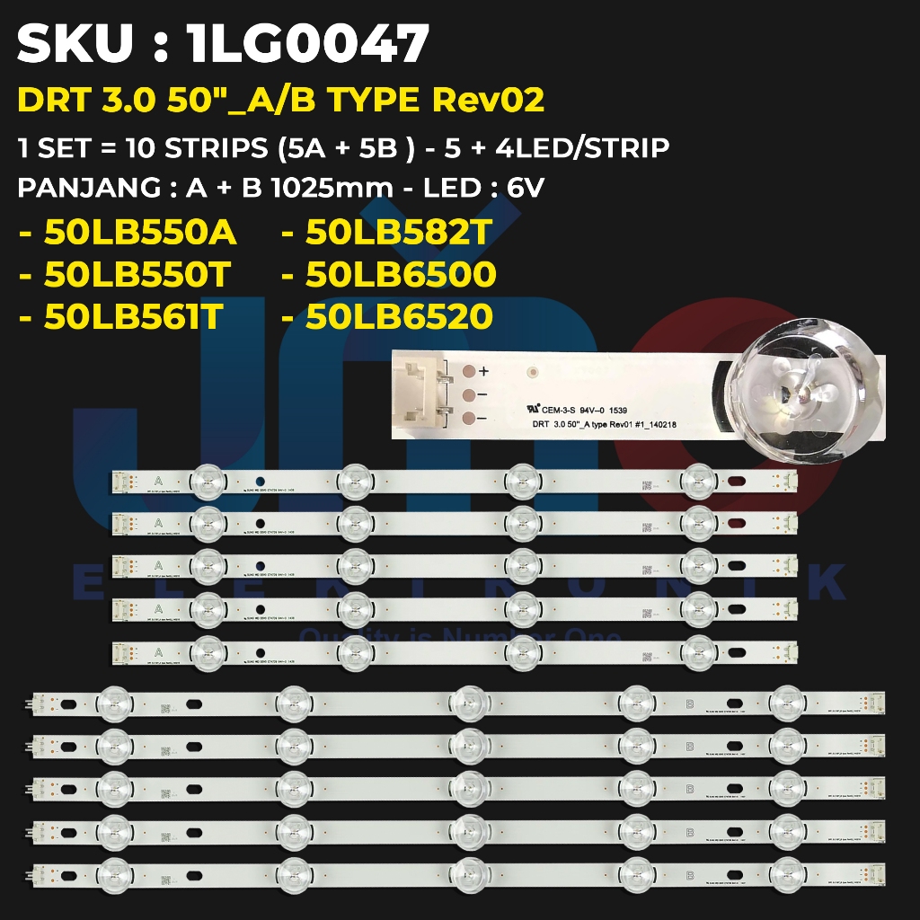 Backlight TV LG 50 Inch 50LB550A 50LB550T 50LB561T 50LB582T 50LB6500 50LB6520