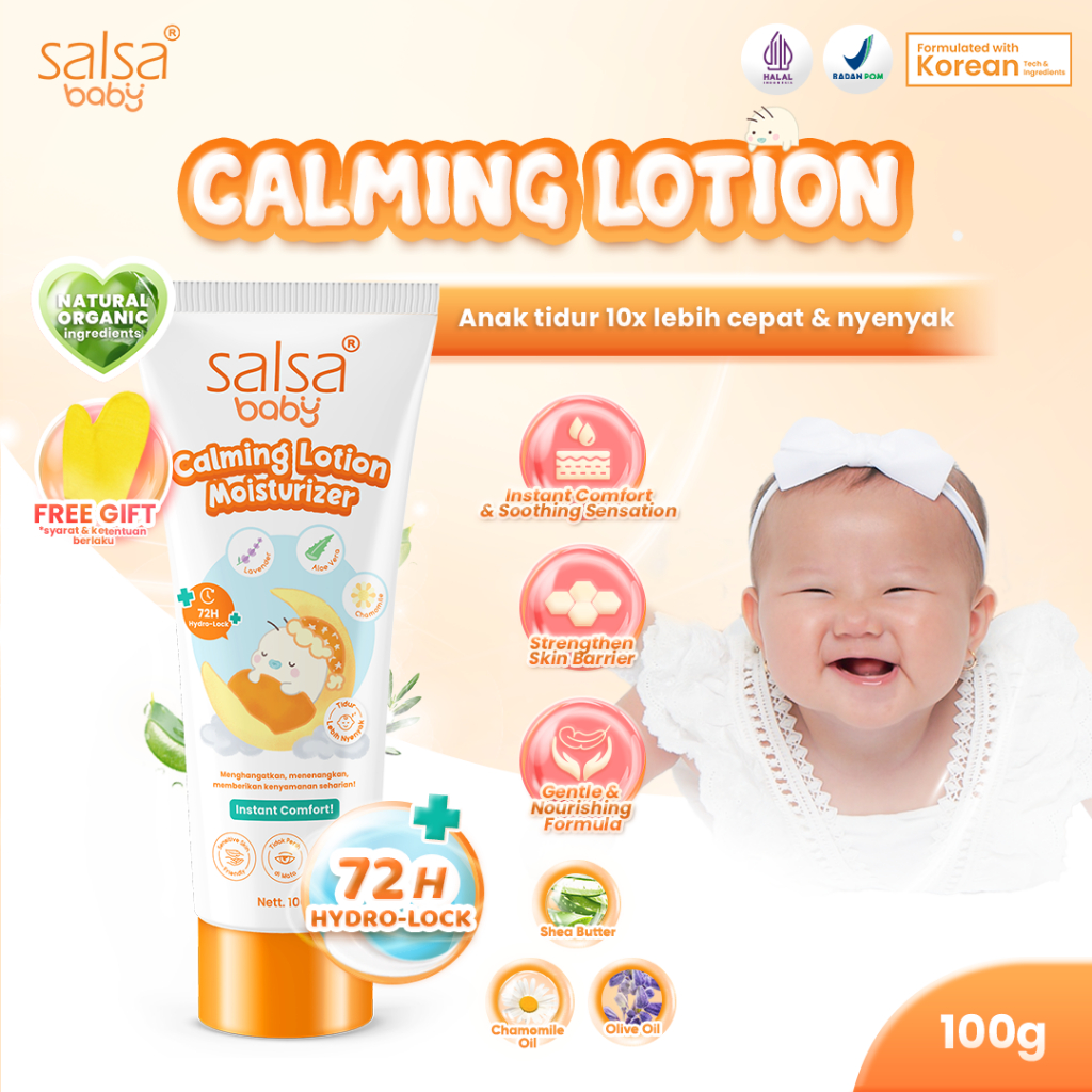 SALSA BABY Calming Lotion Moisturizer - Lotion Bayi | Lotion Bayi Alami | Moisturizer Bayi