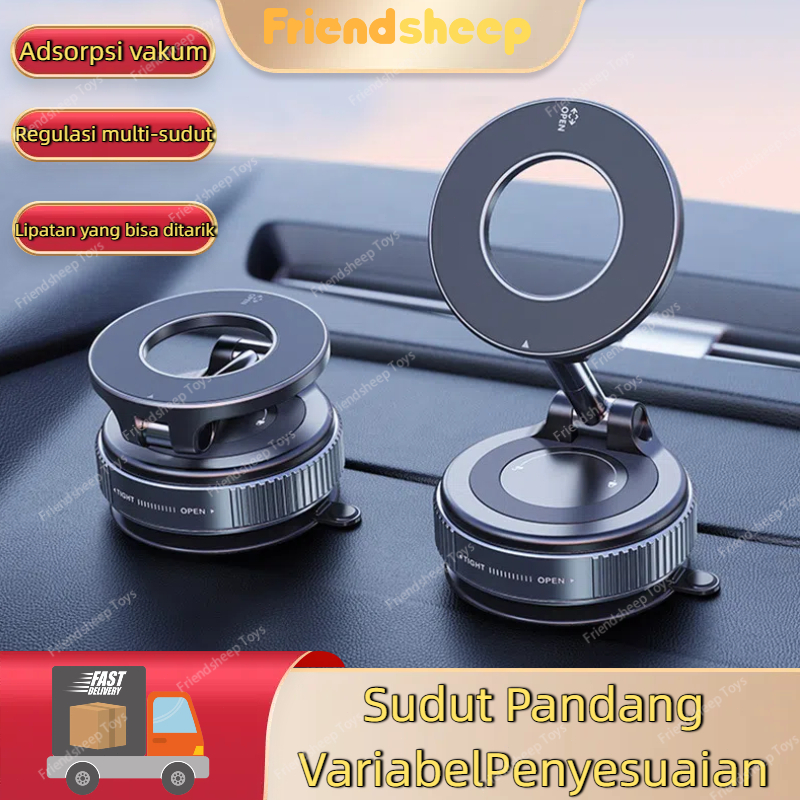 Strong Magnetic Car Phone Holder Dilengkapkan Disin 360° Adjustable Vacuum Mount for Car/Desk/Bathro