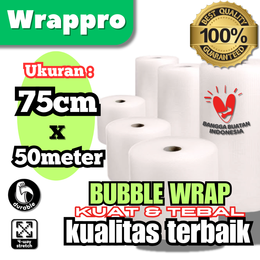 

Plastik Packing Bubble Wrap 75cmx50m / Bubble Wrapp Roll