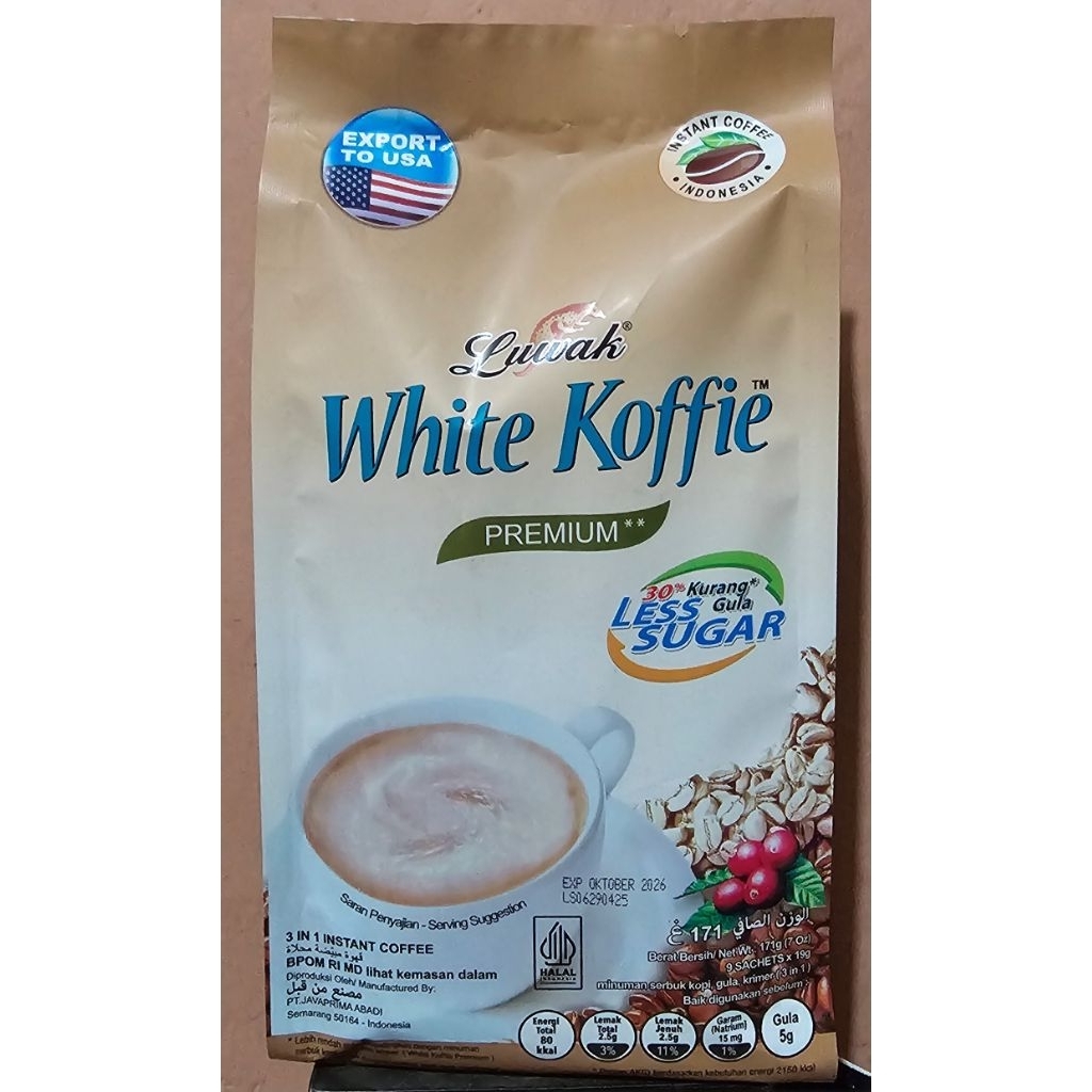 

Luwak White Koffie Less Sugar 171g (isi 9sachet×19g)