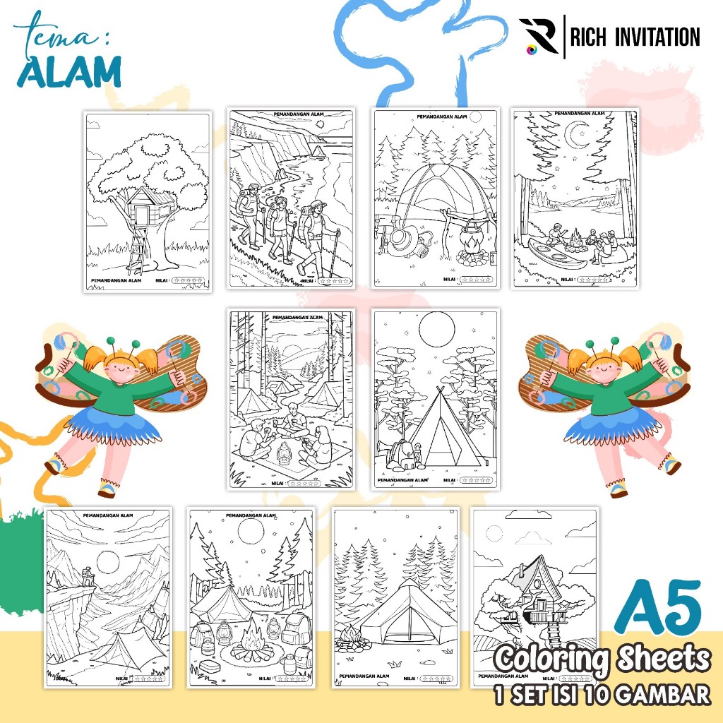 

(A5) KERTAS MEWARNAI ANAK - KERTAS COLORING ANAK PAUD TK - TEMA ALAM