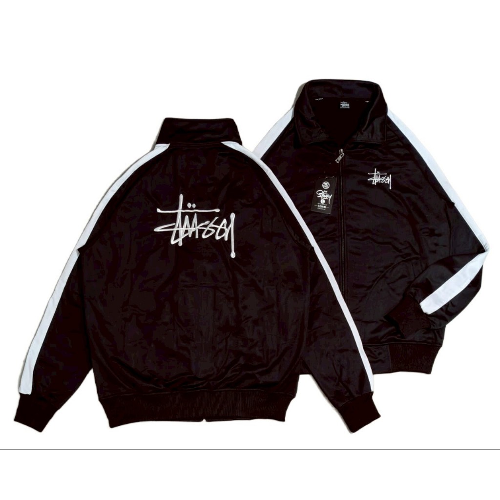 JAKET OLAHRAGA TRACKTOP STREETWEAR WORLDWIDE STOCK BB BORDIR BLACK