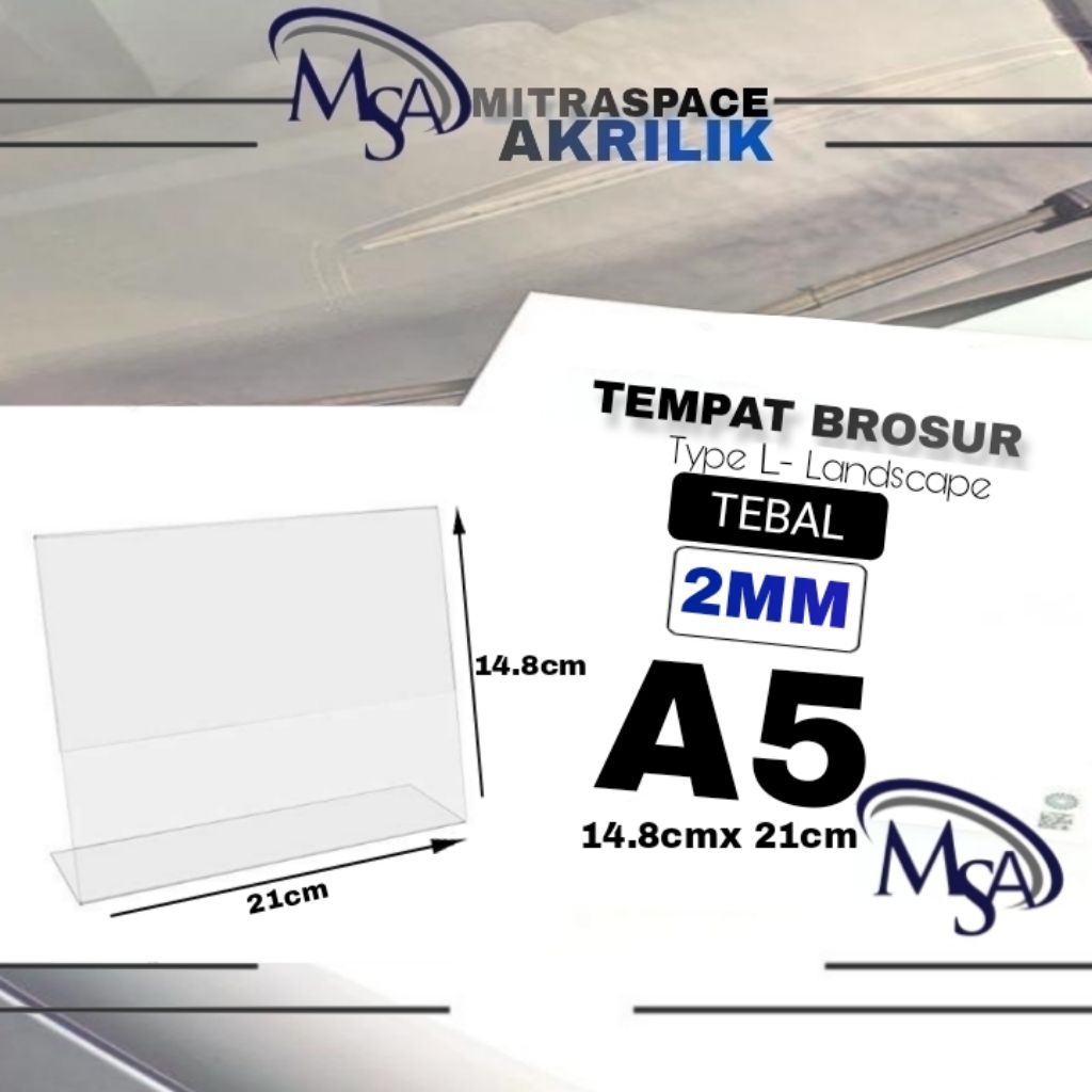 

Tempat Brosur / tent holder Akrilik Display Landscape A5 Type L