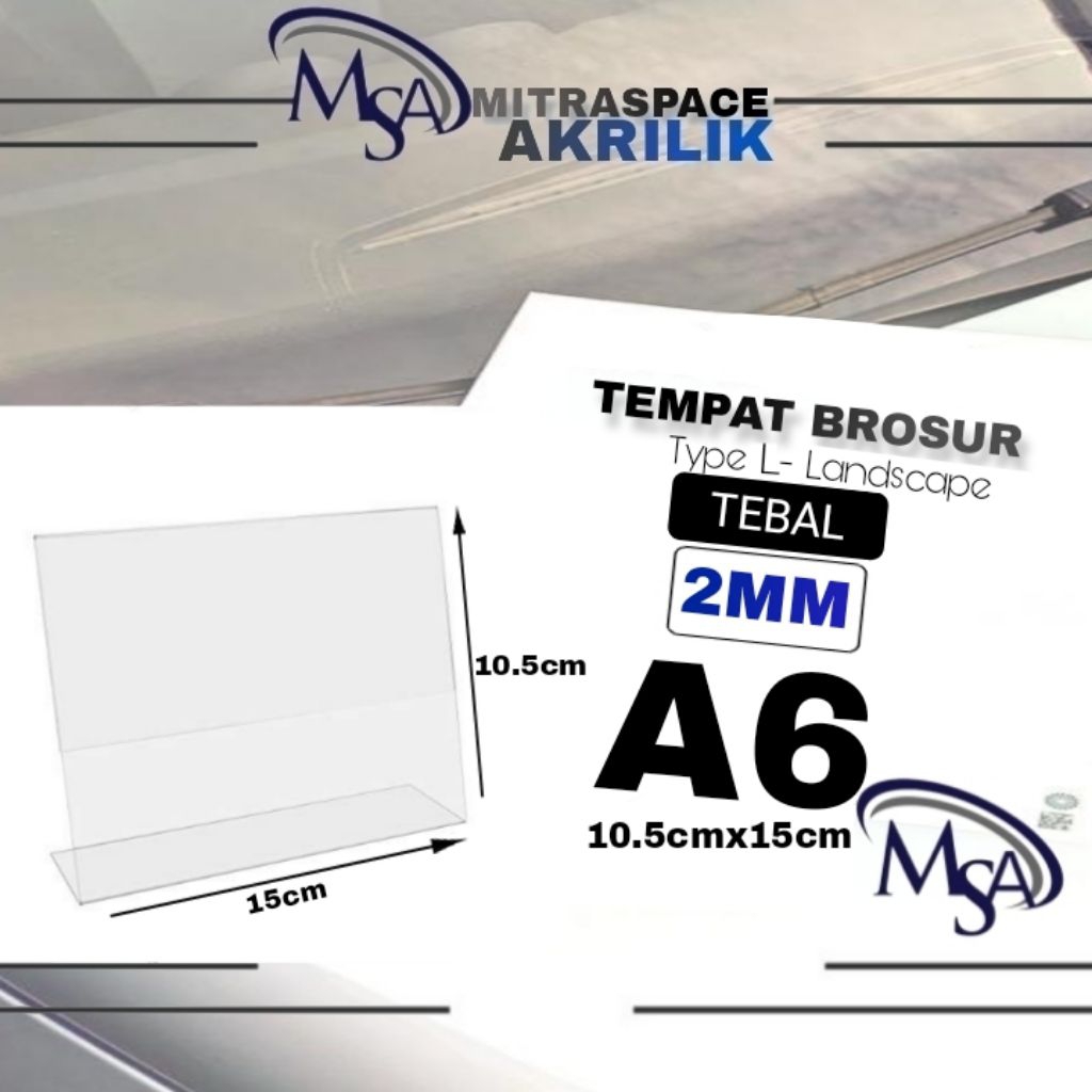 

Tempat Brosur / tent holder Akrilik Display Landscape A6 Type L