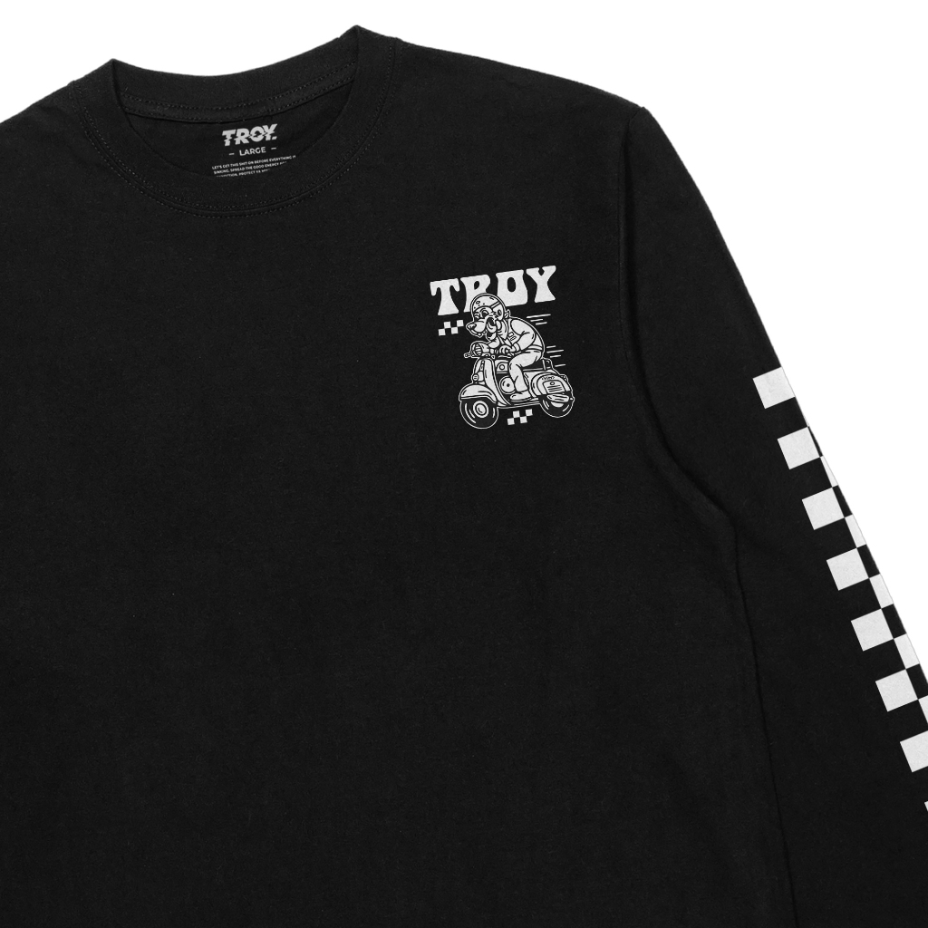 Troy Company Longsleeve Tshirt Black Scooter - Kaos Hitam Lengan Panjang LS 3204