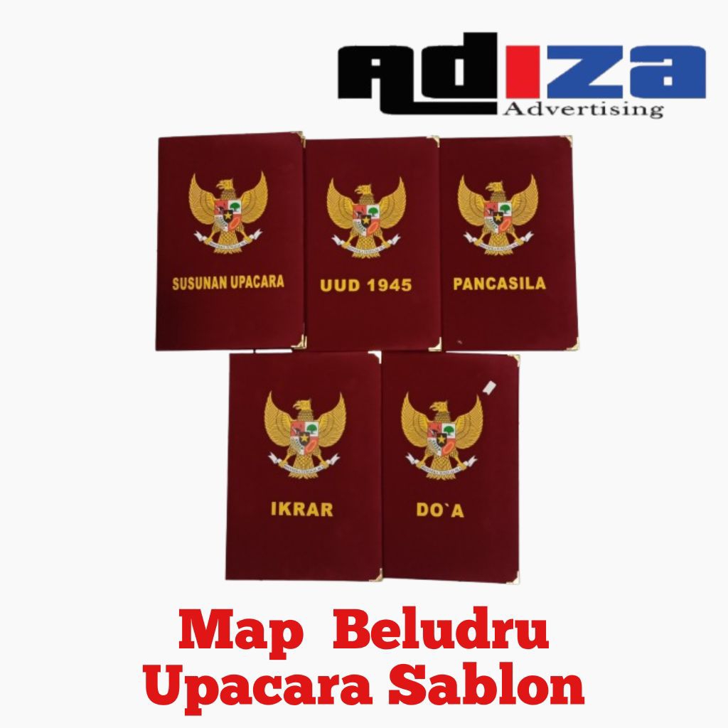 

Map Upacara Sablon Bahan Beludru F4 warna meron(1set isi 5)