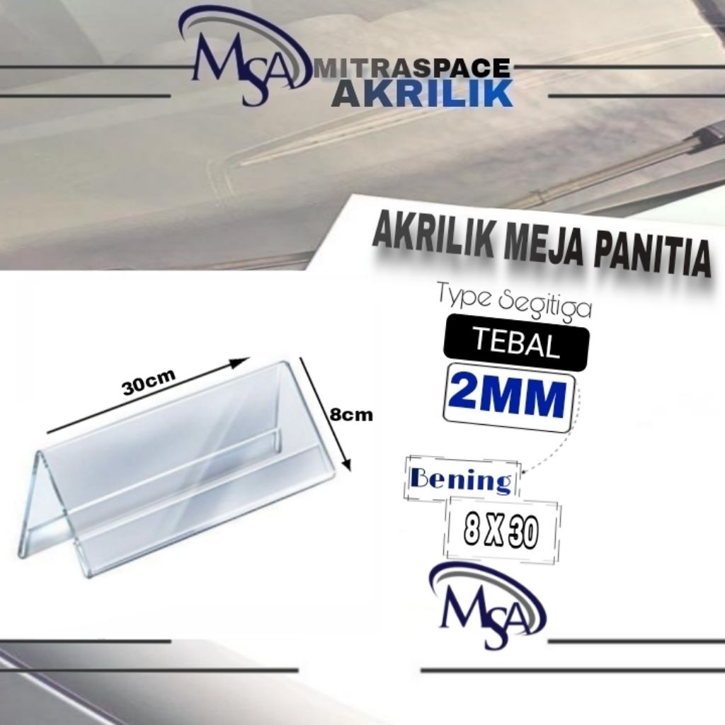 

Akrilik Papan Nama Meja Panitia type segitiga uk 8x30cm Acrylic Desk Board Name