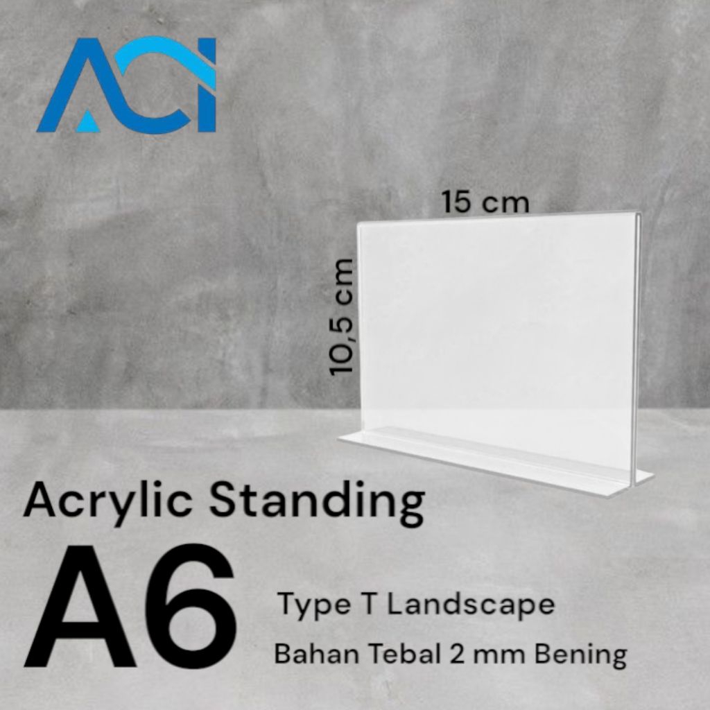 

Akrilik Standing/Akrilik Tent Holder/Tempat Brosur/Akrilik Tent Card A6 T Landscape 2mm
