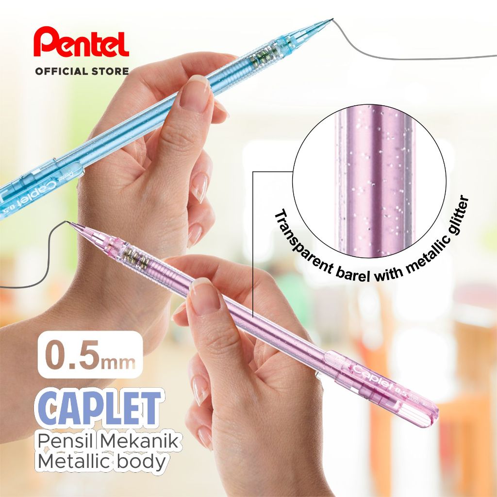 

Pensil Mekanik Pentel Caplet A105 Metallic 0.5mm Pencil Refillable Desain Elegan Japan quality
