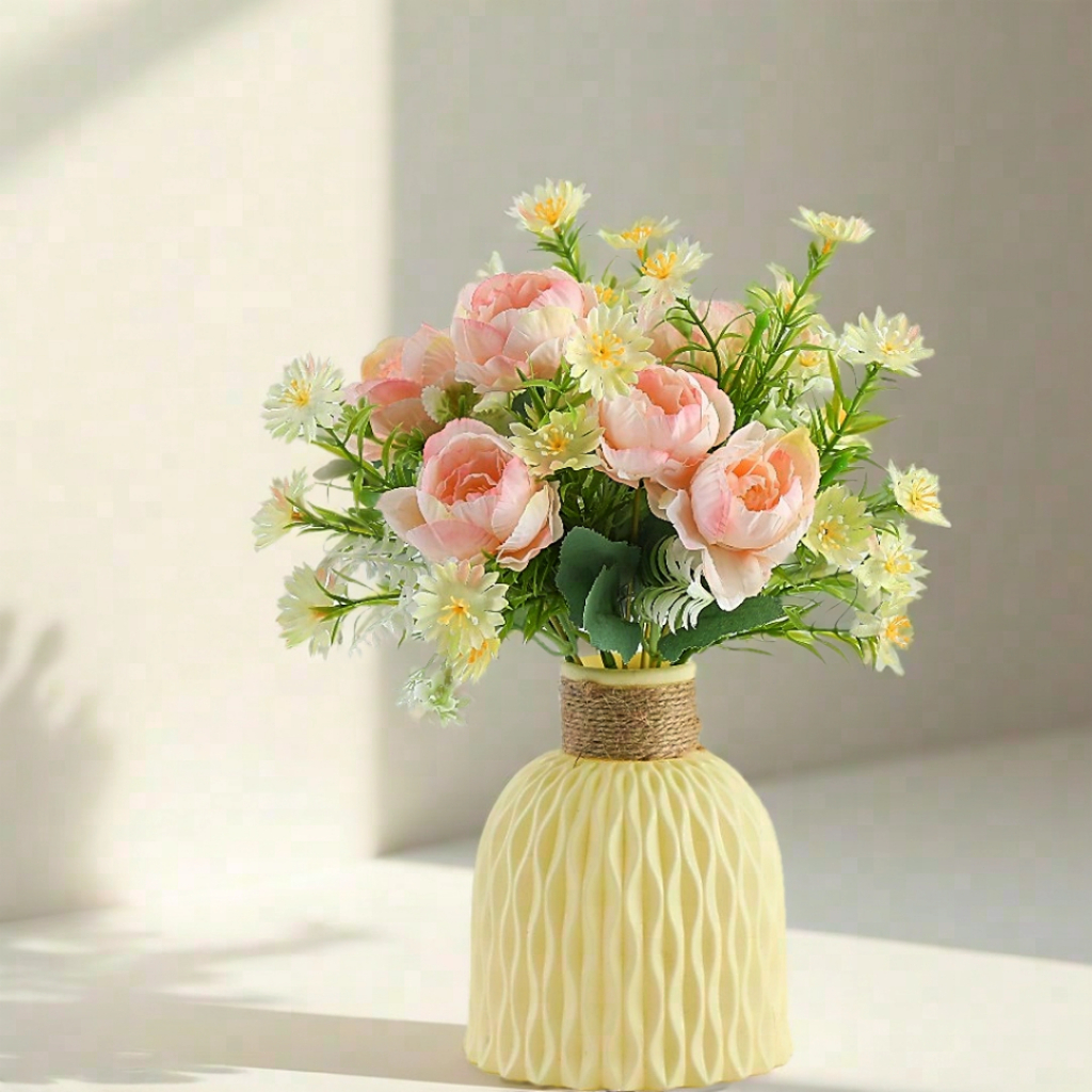 Bunga Hias Plastik Bunga Hias Plastik bunga hiasan ruang tamu Paket bunga kombinasi pink dan putih