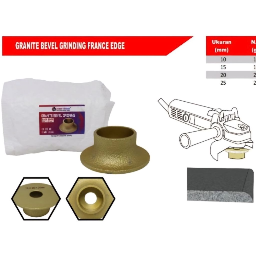 DIAMOND BEVEL DOUBLE THUNDERS 3" DIAMOND WHEEL BEVEL MATA RODA GERINDA PINGGUL GRANITE KERAMIK FRANC