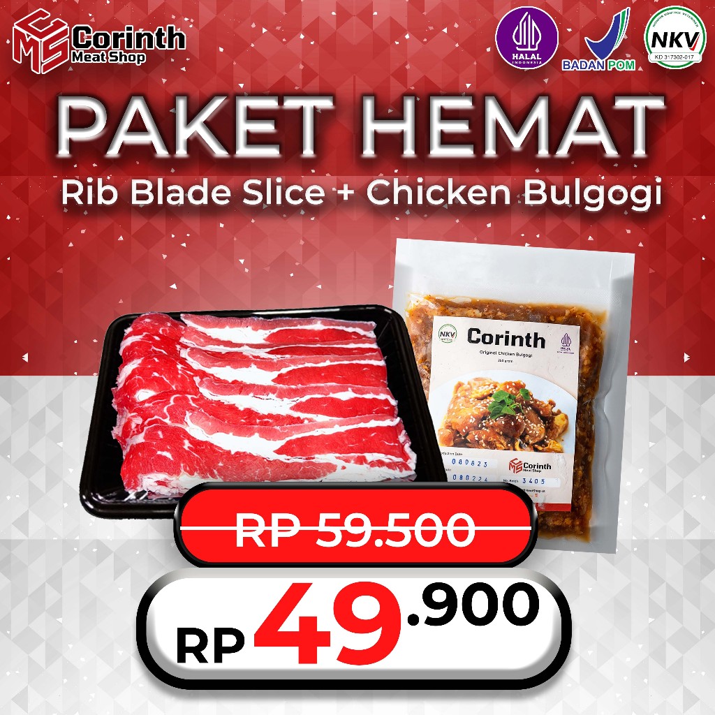 

PROMO KEMERDEKAAN / PAKET 45 / RIB BLADE AUS SLICE + CHICKEN BULGOGI / PAKET HEMAT SAPI AYAM / HALAL / SEHAT / BERSIH