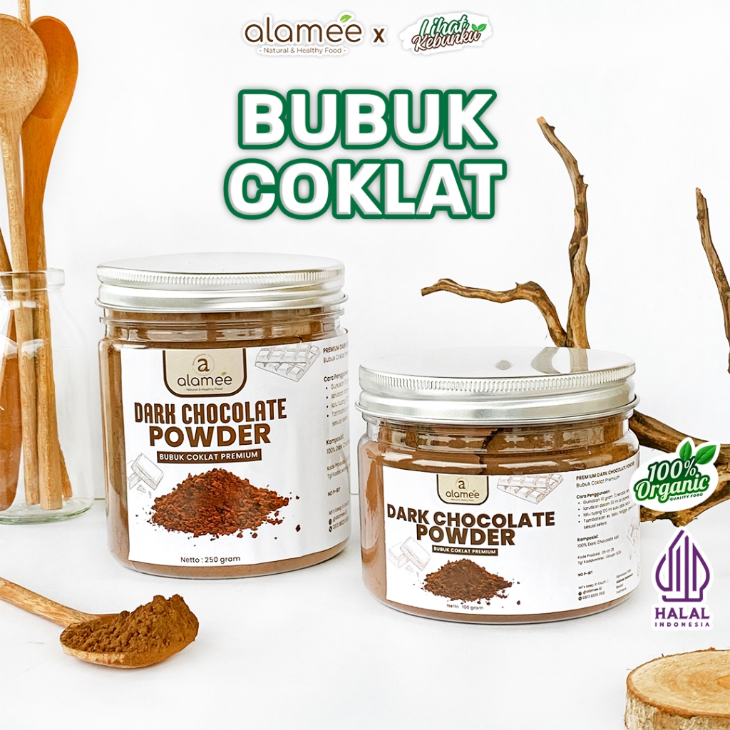 

ALAMEE Coklat Bubuk Dark Chocolate Powder Minuman Serbuk Kakao Cocoa Gluten Free Tanpa Gula LIHAT KEBUNKU