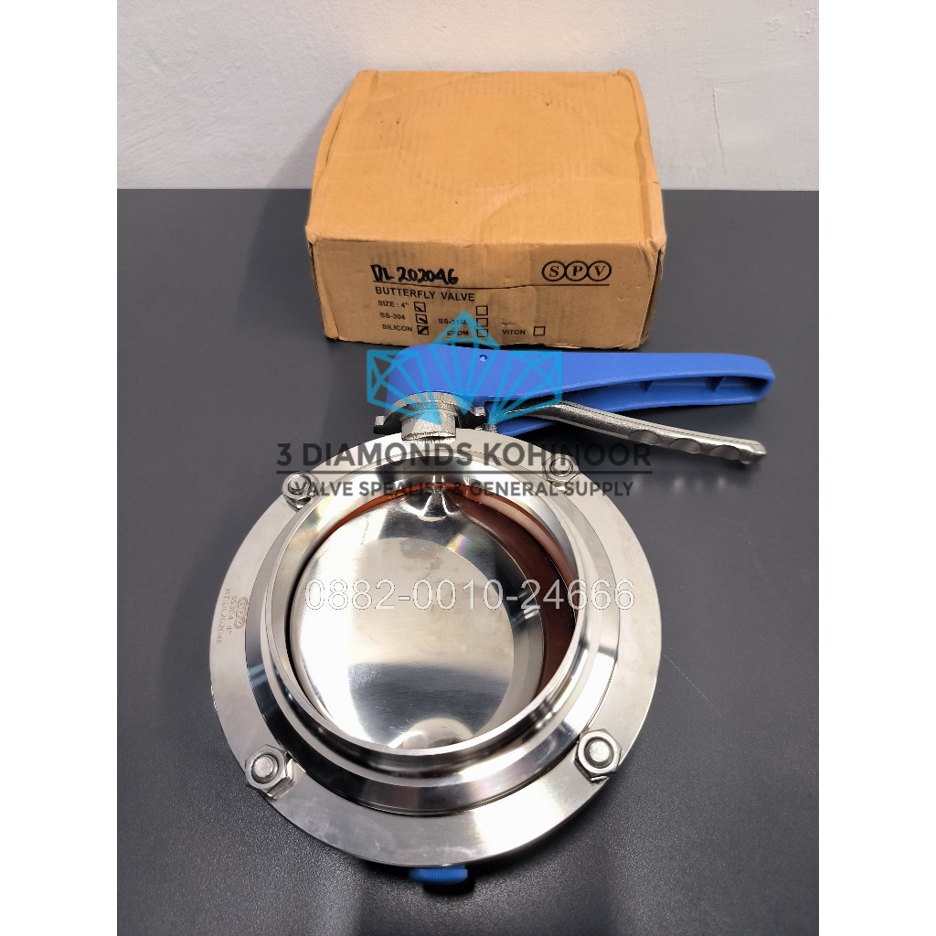 BUTTERFLY VALVE SANITARY SPV SS304 4" WELD HANDLE GAGANG BUAYA