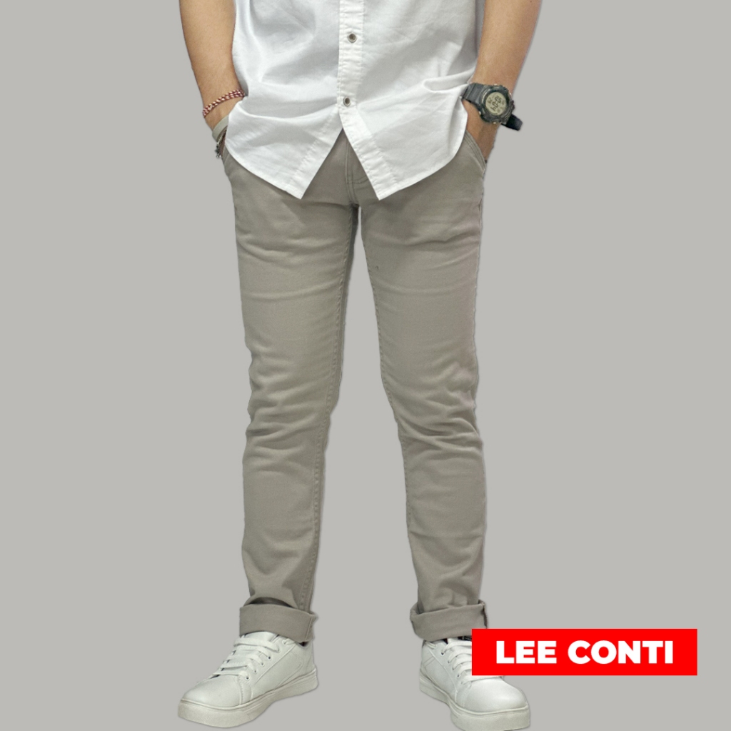 Celana Chinos Stretch Khaki LEE CONTI Original Asli