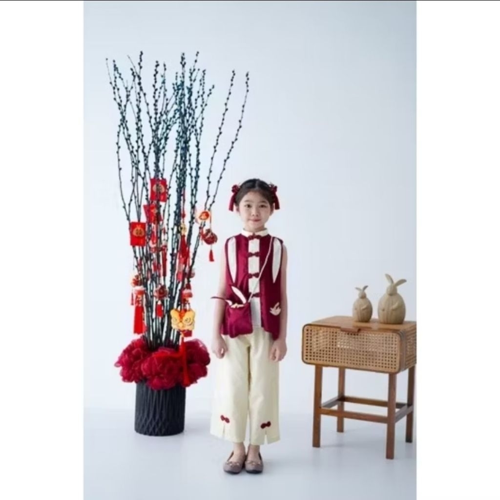 (preloved) Mourance Chinese New Year 2023 Collection Bunny - Aery Kids Set size XS - Mumu Mom Dress 