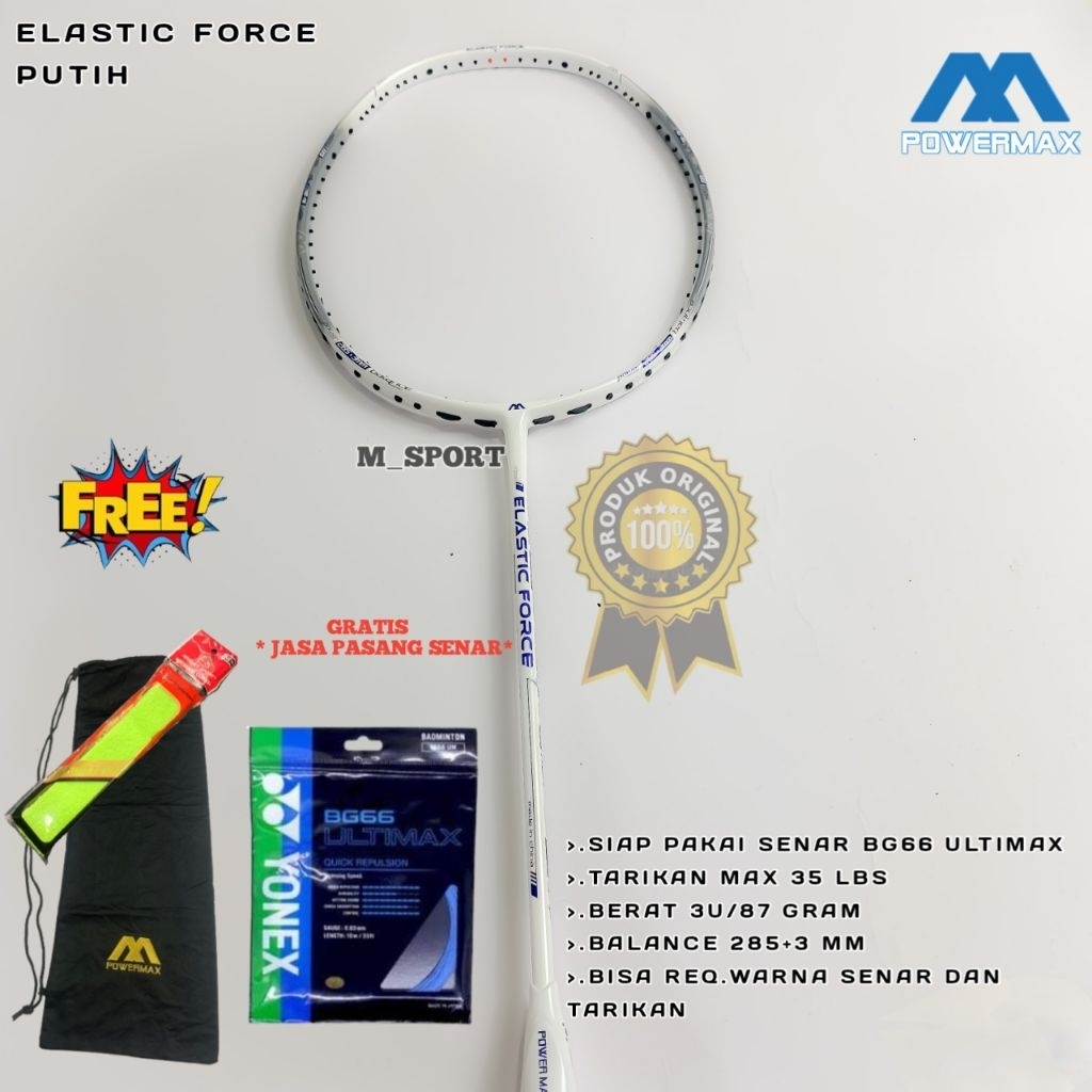 RAKET BADMINTON POWERMAX ELASTIC FORCE ORIGINAL