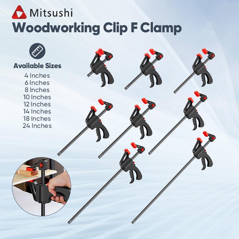 Mitsushi Klem Jepit Kayu F Clamp 4" 6" 8" 10" 12" 14" 18" 24" Quick Release - Catok Penjepit Press A