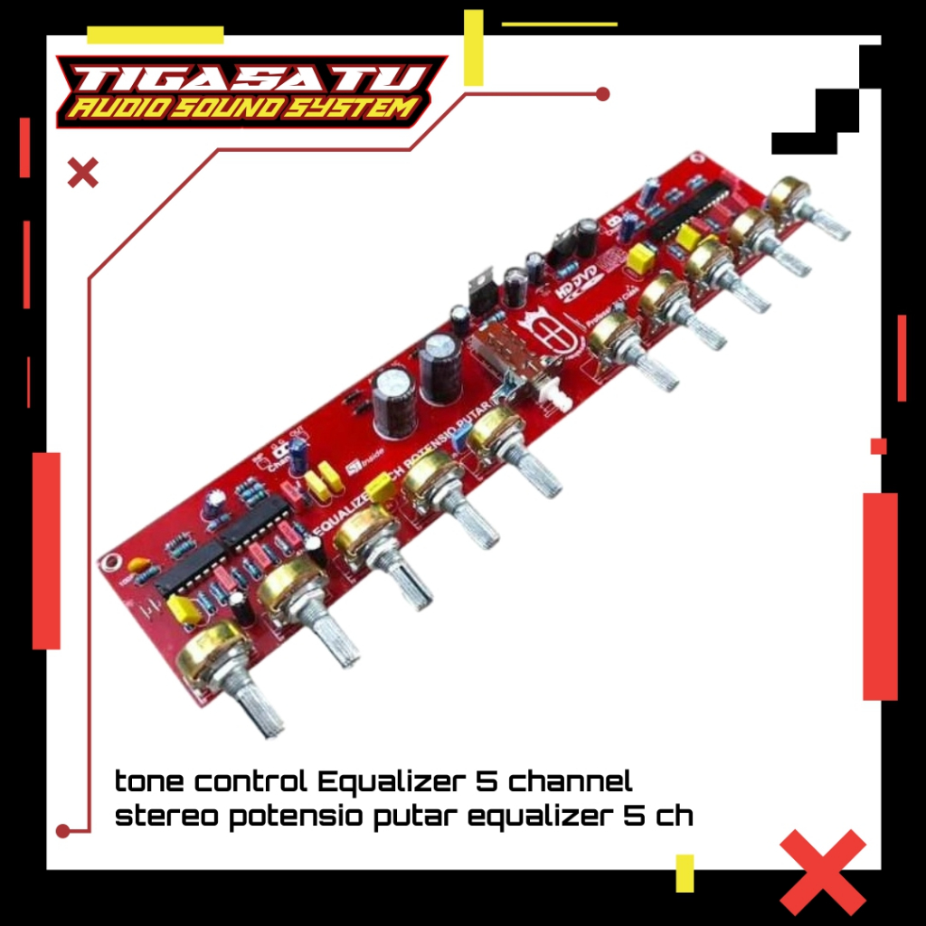 Tone Control Equalizer 5 Channel Stereo Potensio Putar Equalizer 5 ch