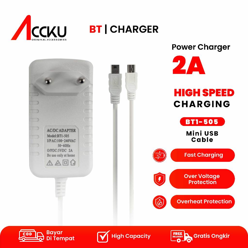 Charger V3 Mini USB Type B  Charger Cas Blackberry Nexian Esia G900 HP Jadul MP3 MP4 Action Camera G