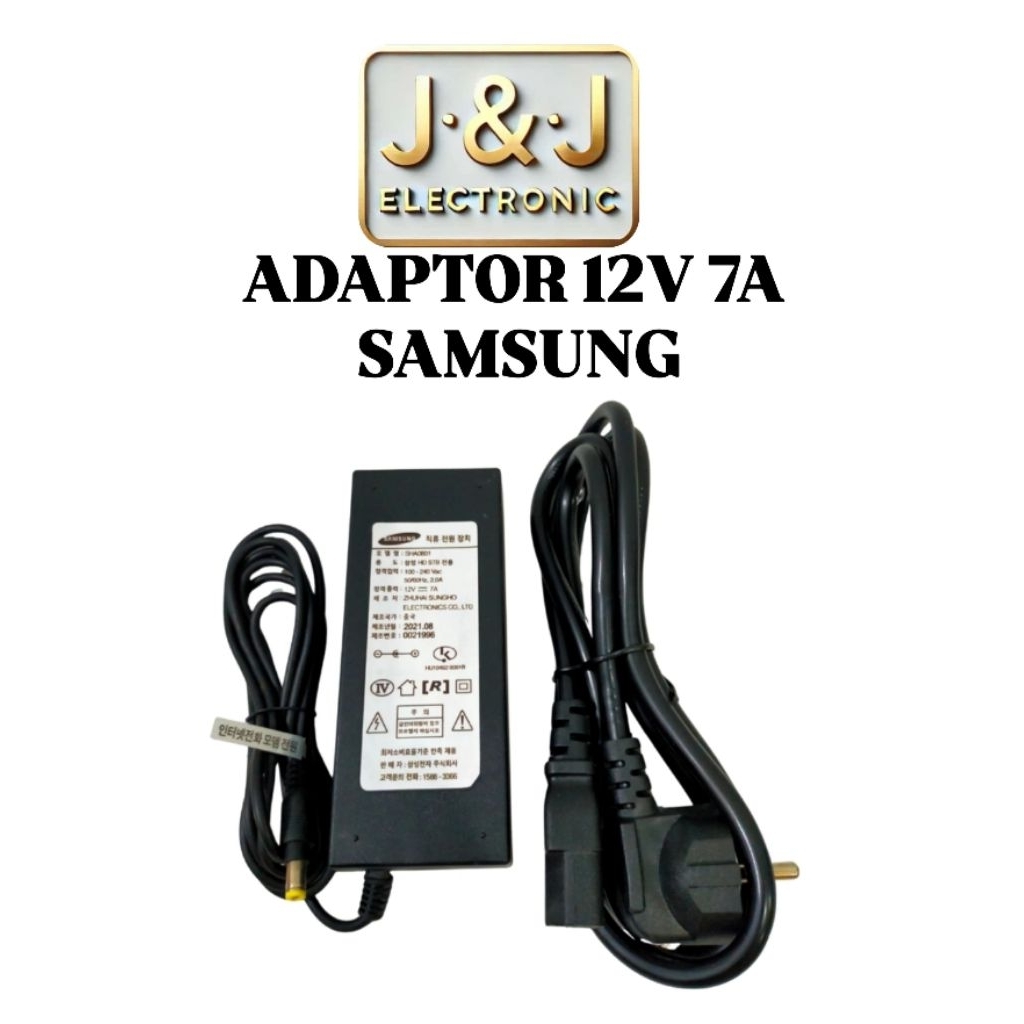 ADAPTOR 12V 7A SAMSUNG + KABEL AC , ADAPTOR SWITCHING POWER SUPPLY 12V 7A + KABEL AC