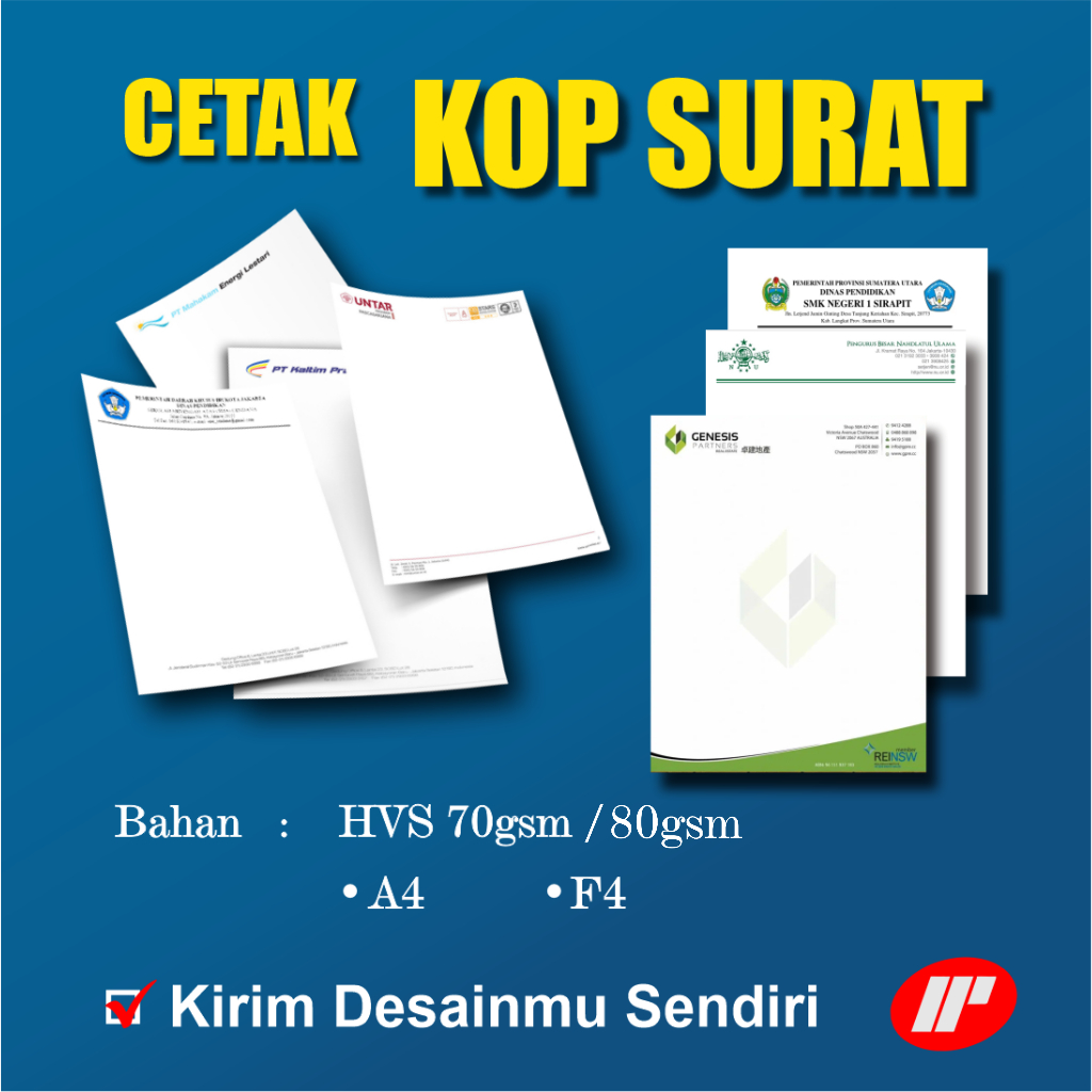 

Cetak Kop Surat Custom HVS A4 - F4 70gsm/80gsm I Murah I Gratis Desain