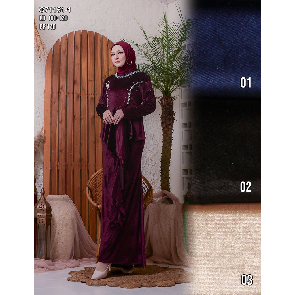 gamis bludru pesta