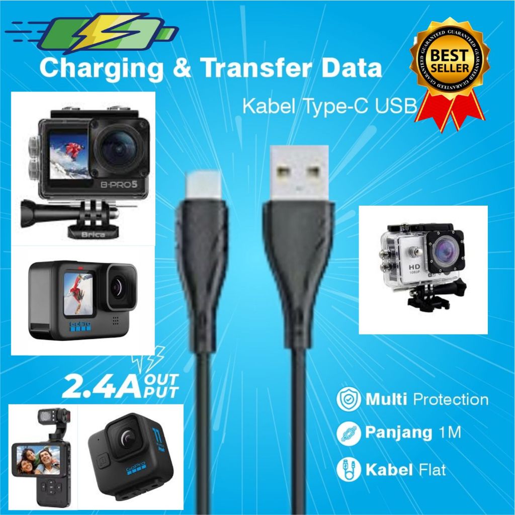 Kabel Data Charger USB Type C untuk Kamera GoPro Action Cam Go Pro Video DJI Drone DJI Osmo Action I