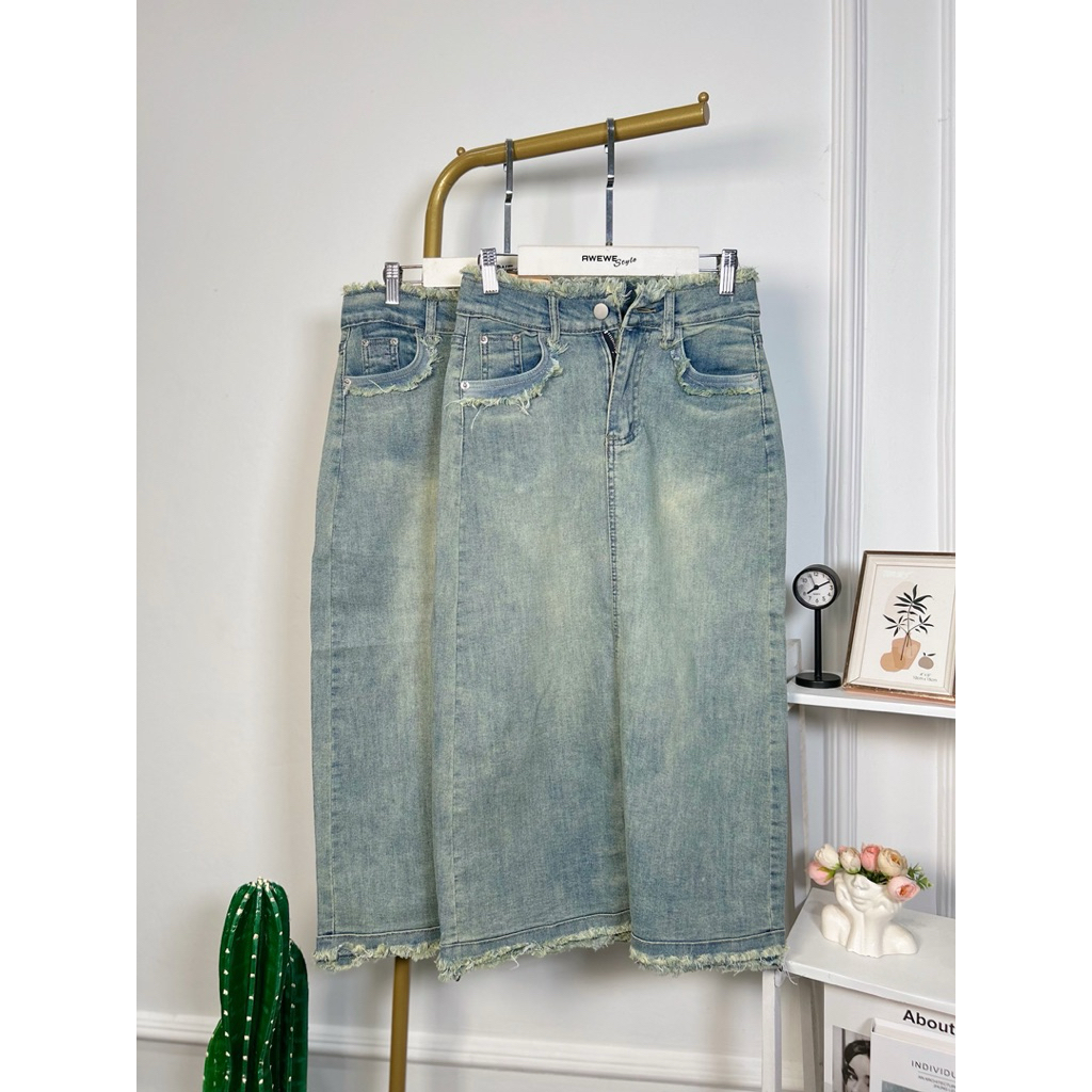 Vhira Skirt Rok Jeans wanita 7/8