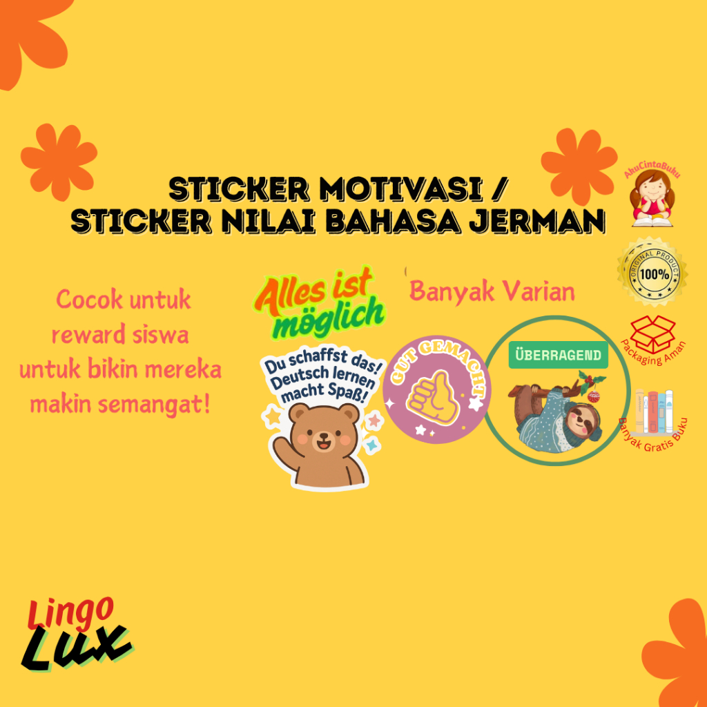 

Sticker Penilaian & Motivasi Bahasa Jerman – Banyak Varian Lucu | Lingo Lux|Netzwerke Neu |Goethe Institut